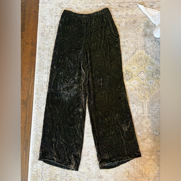Kate Hill Silk Blend Velvet Paisley Palazzo Pants - Picture 5 of 12